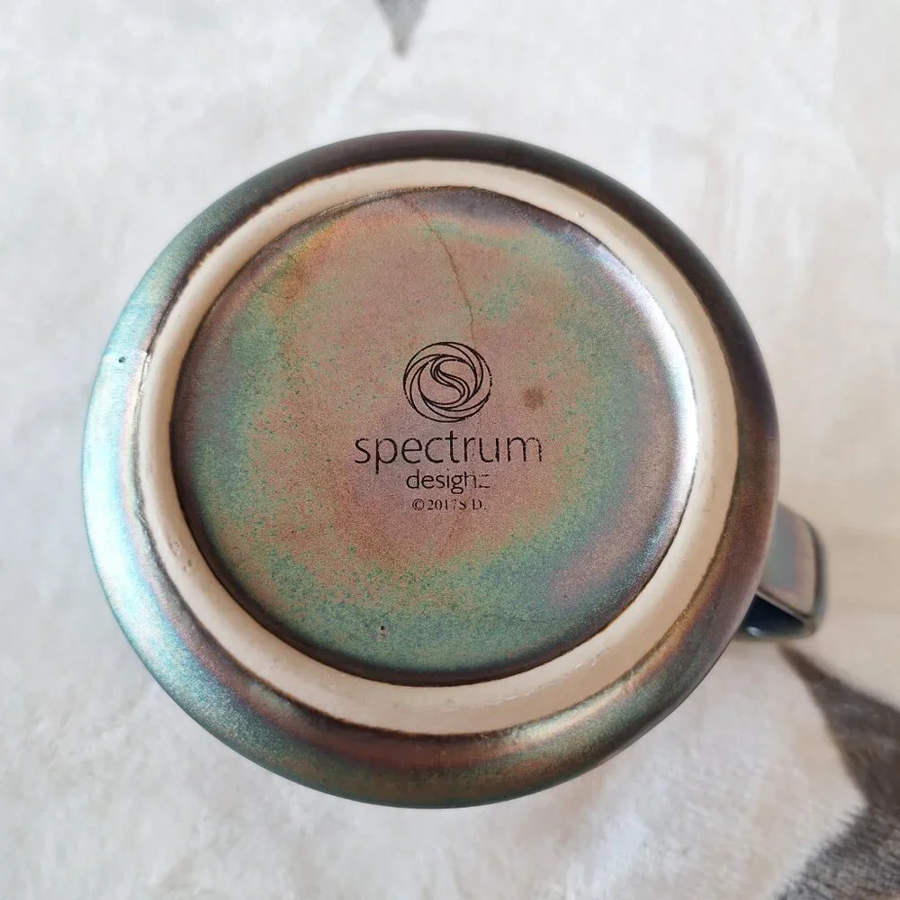 2017 SD Spectrum Desighz Blue‎ Iridescent Drip Glaze Coffee Mug Metallic & Glaze